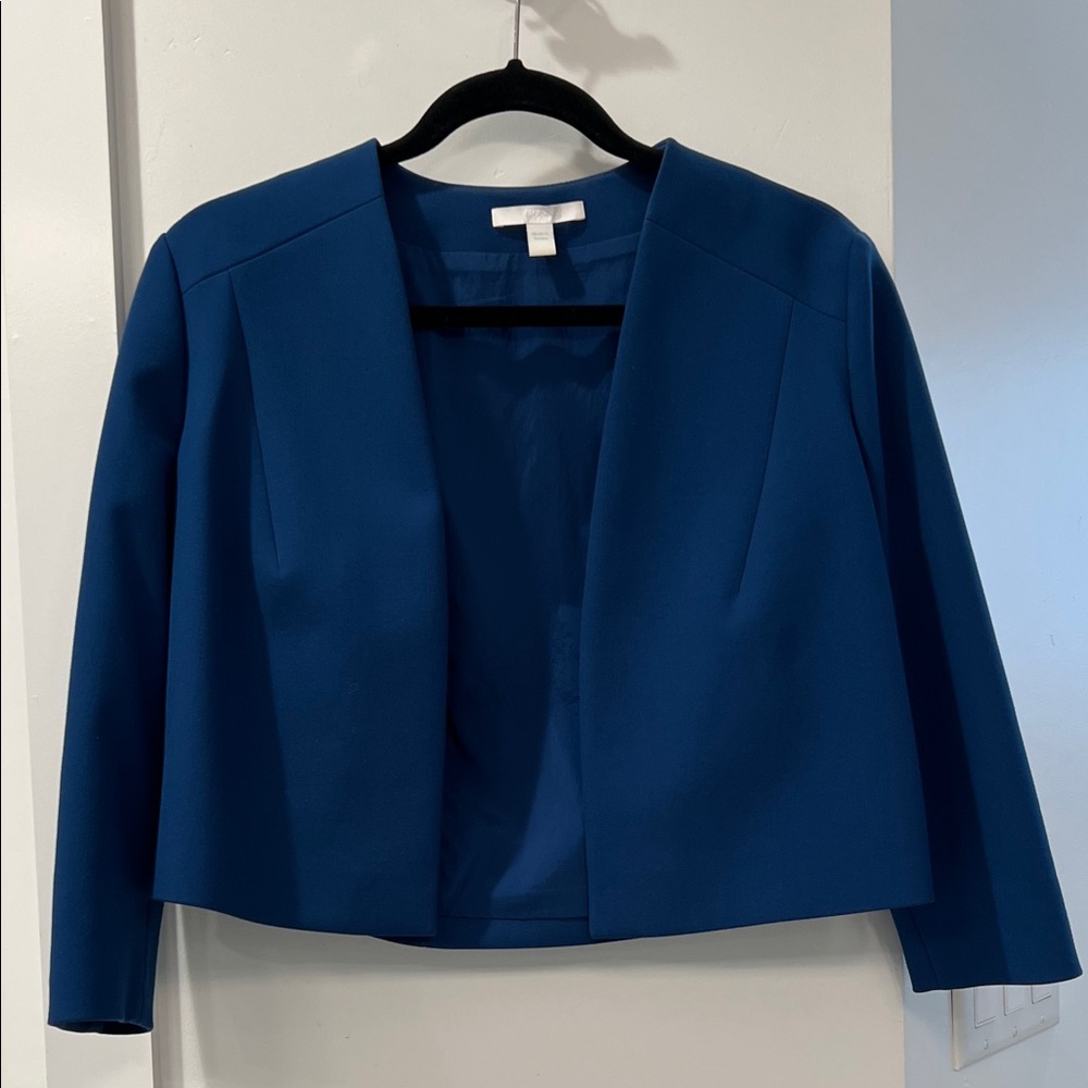 Boss Open-Front Cropped Blazer in Navy